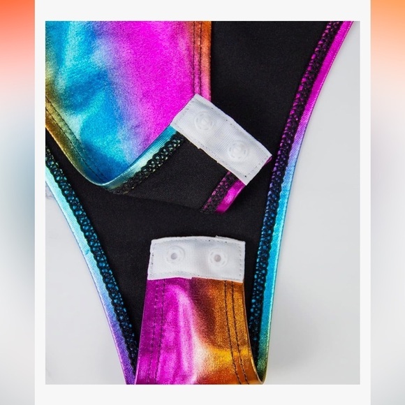 NWT Metallic Liquid Bodysuit High Leg Cut Ruched One Shoulder Leotard Top Rave - Picture 3 of 7